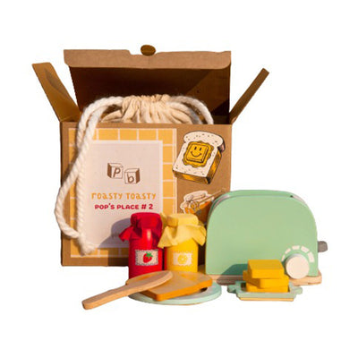 Wooden Toaster Kitchen Set Toddler & Kids Pretend Play Cooking Toy Set - Kids Toys for Cooking Simulation