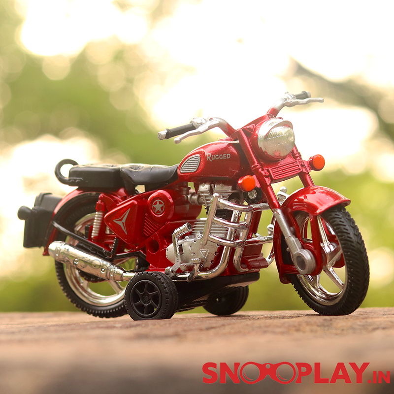 Rugged Bike Miniature Model Toy (Assorted Colours) with Detachable Balancing Side Tyres