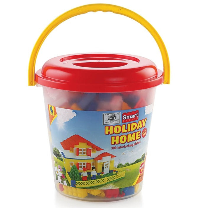 Smart Blocks Holiday Home Bucket Building Blocks Set – 300 Pieces (4-8 Years)