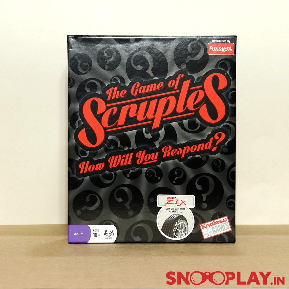 The scruples adult party game that comes in a box of length 10.8 inches.
