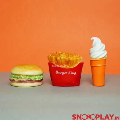 Set of 3 Fast Food Squeezy Squeaky Toys (Ice Cream, Burger, Fries)