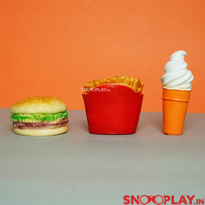 Set of 3 Fast Food Squeezy Squeaky Toys (Ice Cream, Burger, Fries)