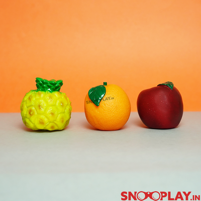 Set of 6 Squeezy Squeaky Fruit Toys (Orange, Apple, Pineapple, Banana, Mango, Strawberry)