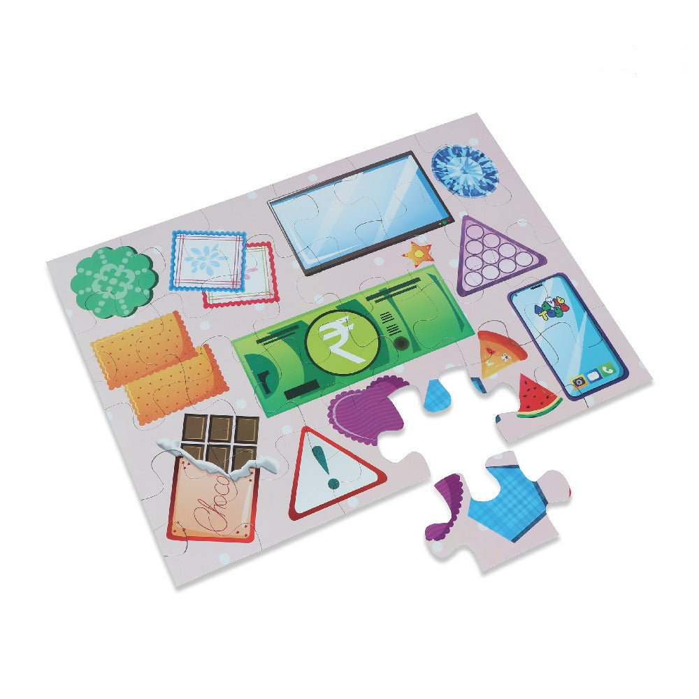 Shapes Jigsaw Puzzle (24 Piece + Educational Fun Fact Book Inside)