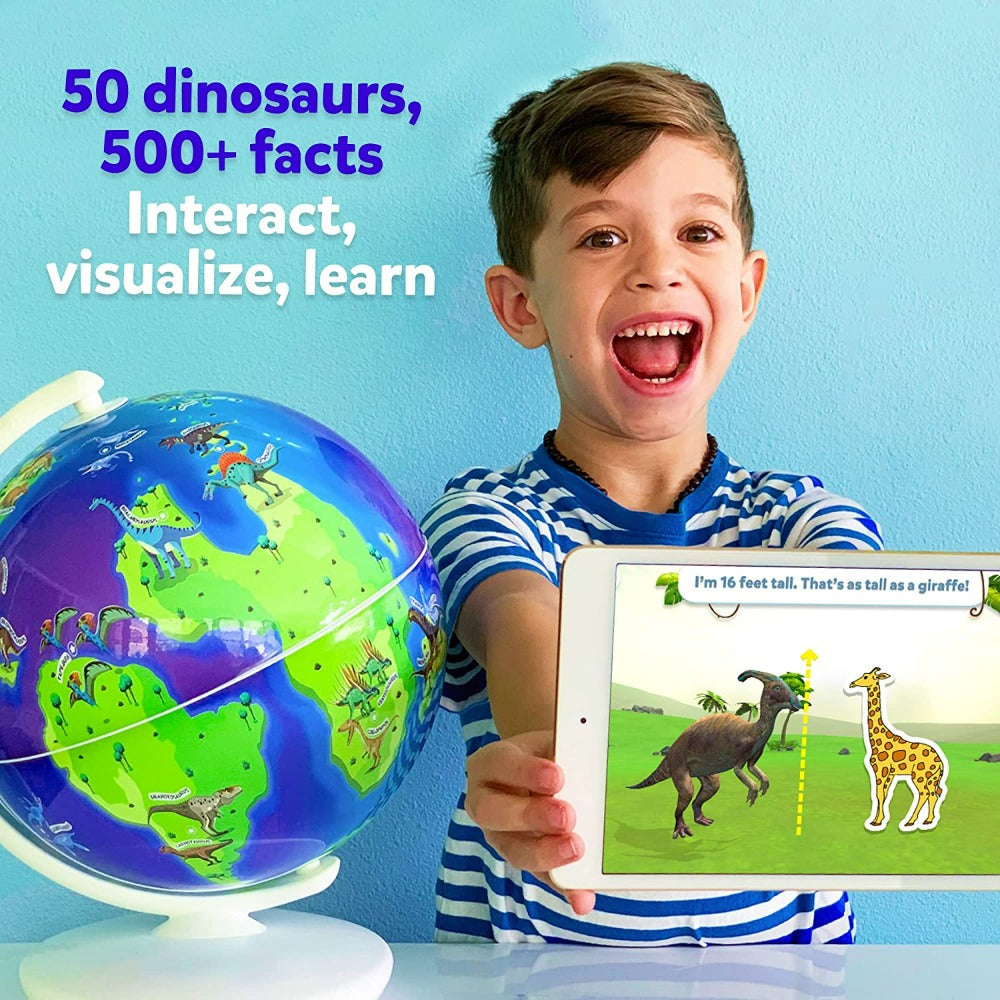 Orboot Dinos (App Based) - 50 Dinosaurs, 500 Facts, Prehistoric Globe (Educational Toy for Kids)