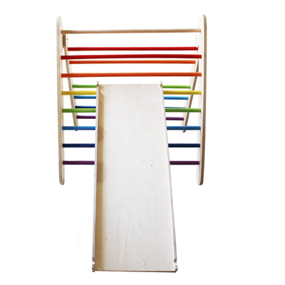 Wooden Rainbow Pikler Triangle + Slide and Climber (COD Not Available)