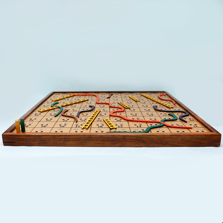 Braille Snakes & Ladders Wooden Board Game for The Blind (Hand Painted)