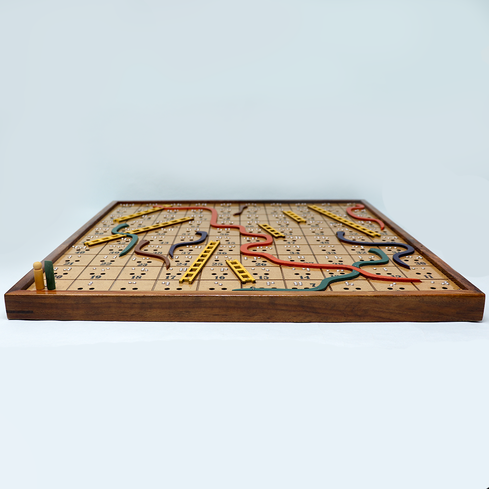 Braille Snakes & Ladders Wooden Board Game for The Blind (Hand Painted)