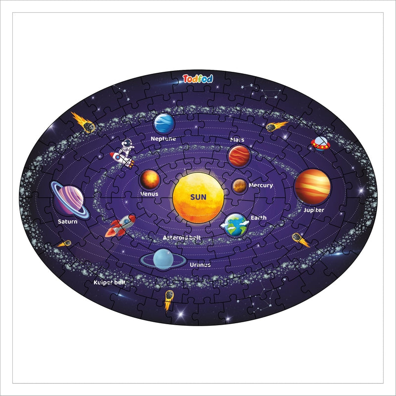 Outer Space Solar System 105 Pieces Jigsaw Floor Puzzle with 4 Double Sided Flashcards