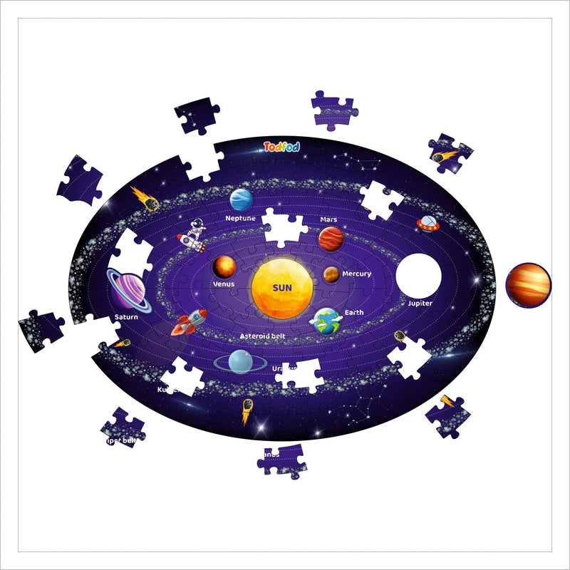 Outer Space Solar System 105 Pieces Jigsaw Floor Puzzle with 4 Double Sided Flashcards