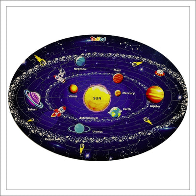 Outer Space Solar System 105 Pieces Jigsaw Floor Puzzle with 4 Double Sided Flashcards