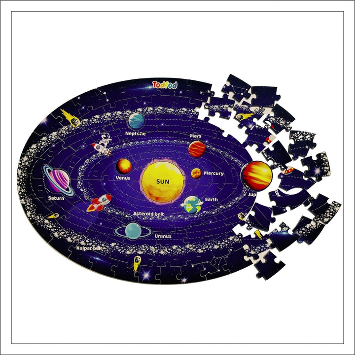 Outer Space Solar System 105 Pieces Jigsaw Floor Puzzle with 4 Double Sided Flashcards