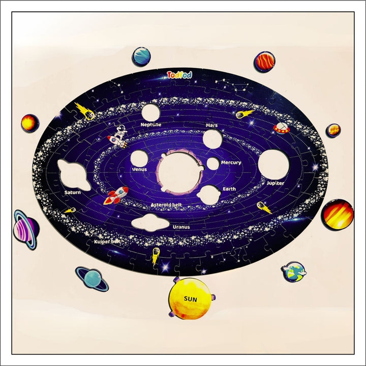 Outer Space Solar System 105 Pieces Jigsaw Floor Puzzle with 4 Double Sided Flashcards