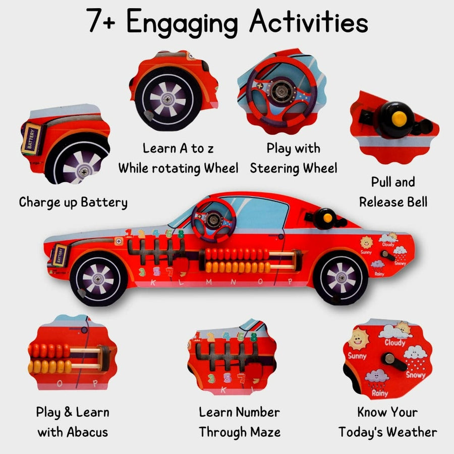 7 in 1 Activities Racing Red Busy Board Car (Red Colour)
