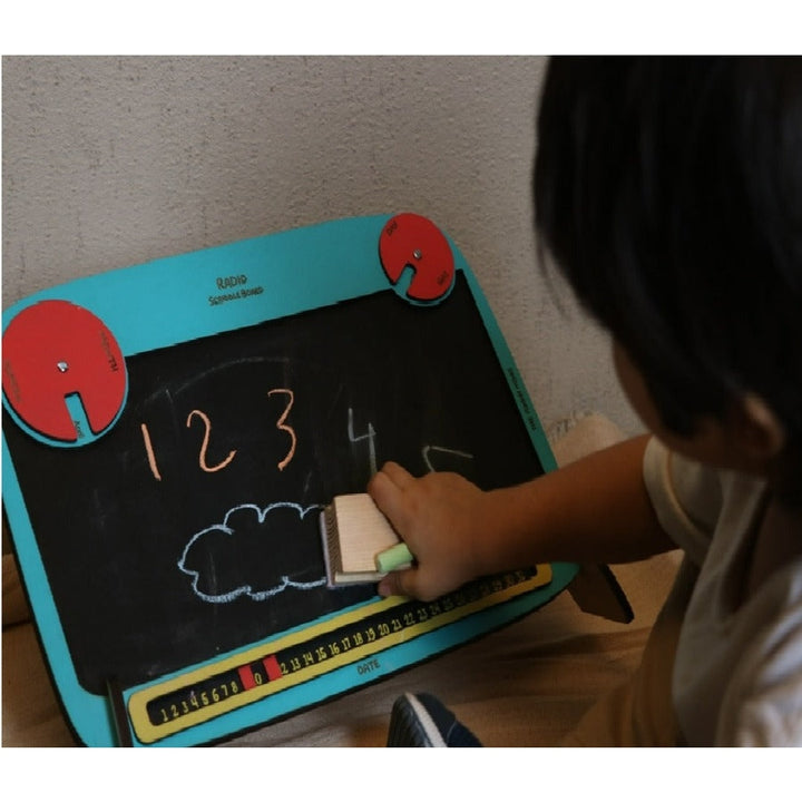 Radio Chalk Board with Chalk and Duster