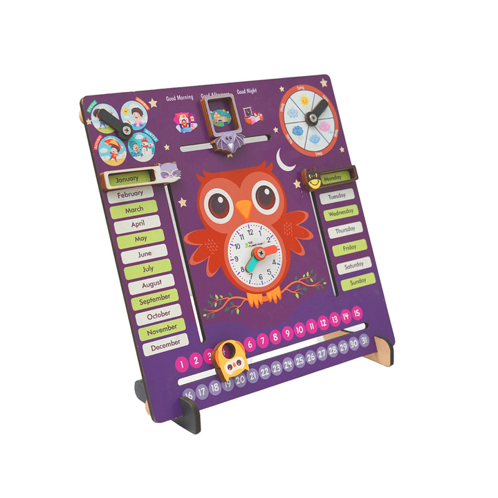 7 Activities Owl Teaching Clock and Calendar