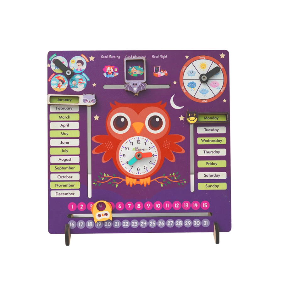 7 Activities Owl Teaching Clock & Calendar (3-7 Years)