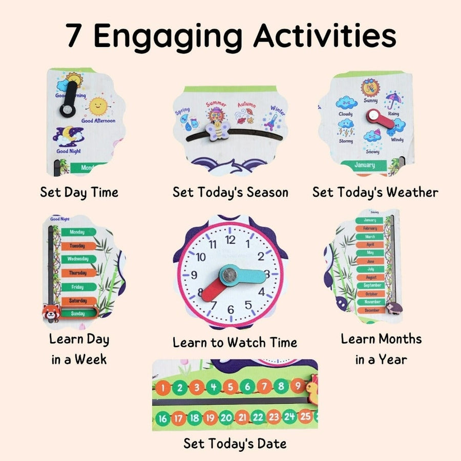 7 Activities Panda Teaching Clock & Calendar