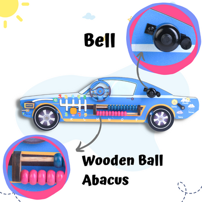 7 in 1 Activities Racing blue Busy Board Car (Blue Colour)