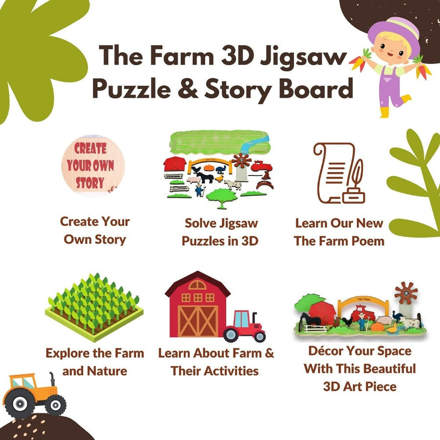 22 Pieces The Farm Puzzle and Story Board