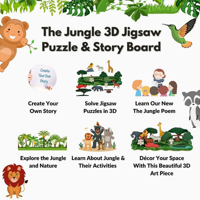 22 Pieces The Jungle Puzzle and Story Board