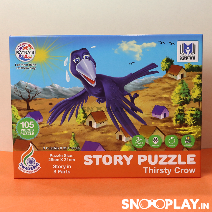 Story Puzzle (Thirsty Crow) with Story Booklet For Kids Jigsaw Puzzles