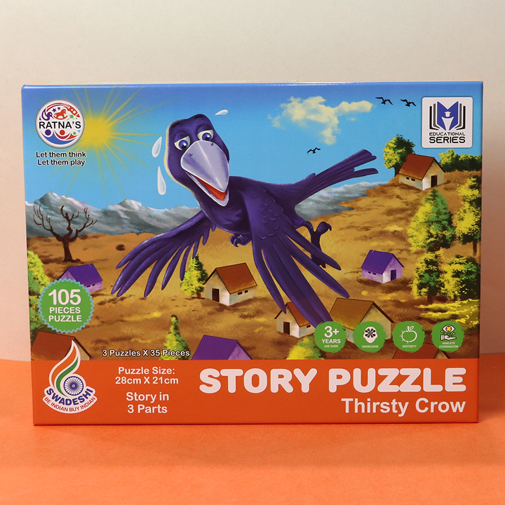 Story Puzzle (Thirsty Crow) with Story Booklet For Kids Jigsaw Puzzles