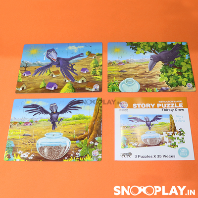 Story Puzzle (Thirsty Crow) with Story Booklet For Kids Jigsaw Puzzles