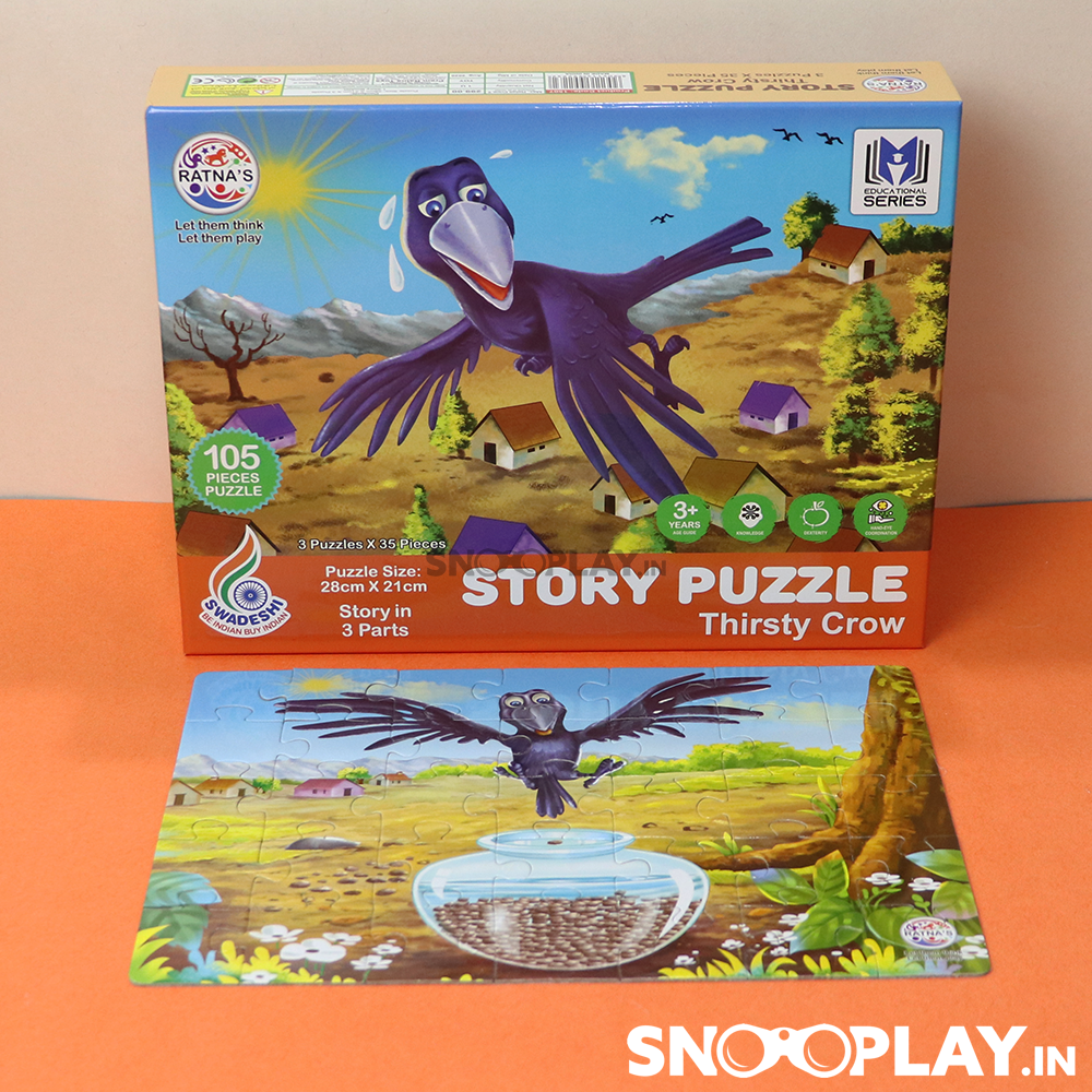 Story Puzzle (Thirsty Crow) with Story Booklet For Kids Jigsaw Puzzles