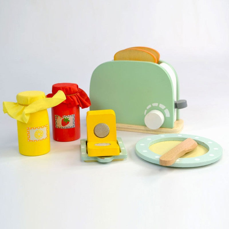 Wooden Toaster Kitchen Set Toddler & Kids Pretend Play Cooking Toy Set - Kids Toys for Cooking Simulation