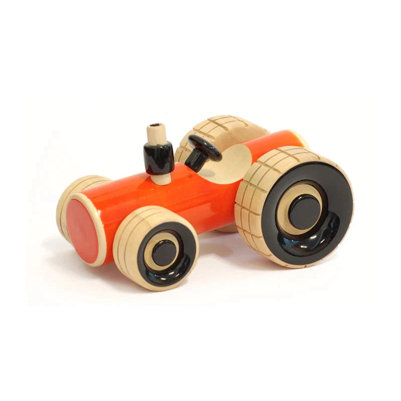Trako Tractor Orange - Wooden Tractor Push Toy