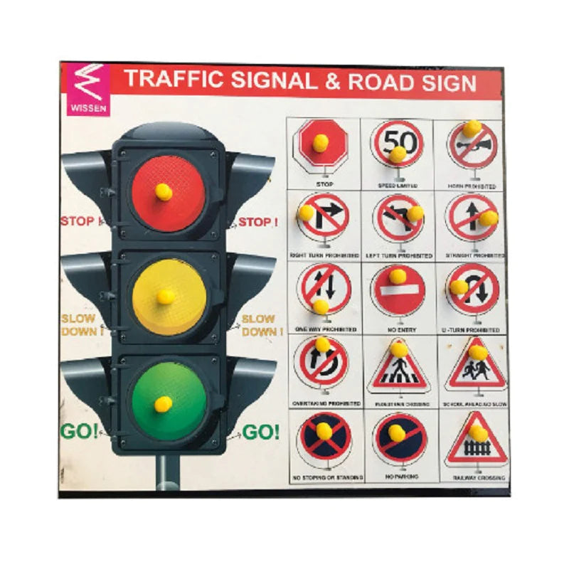 Wooden Traffic Signal & Signs learning Educational Knob Tray