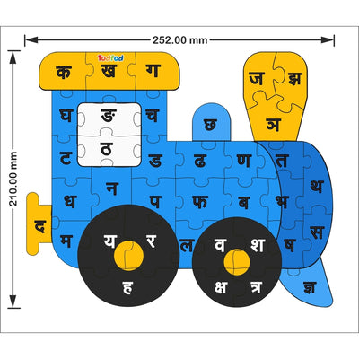 Shaped Wooden Jigsaw Puzzle Toy for Kids & Children, Vehicle Train Hindi Consonants Or Alphabet & Learning - Multicolour 36 pcs