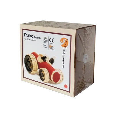 Trako Tractor Red - Wooden Tractor Push Toy