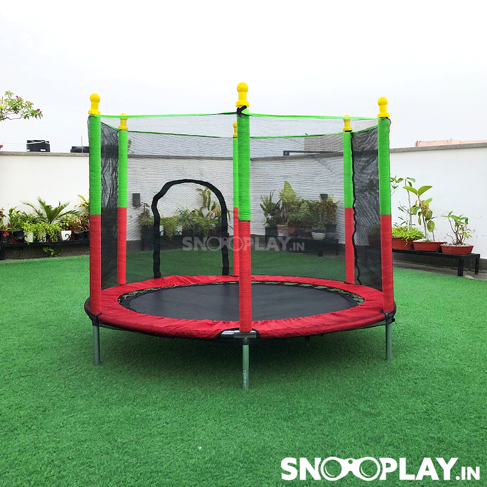 The amazing trampoline for kids that comes with a safety net and is one of the best activity game for kids.