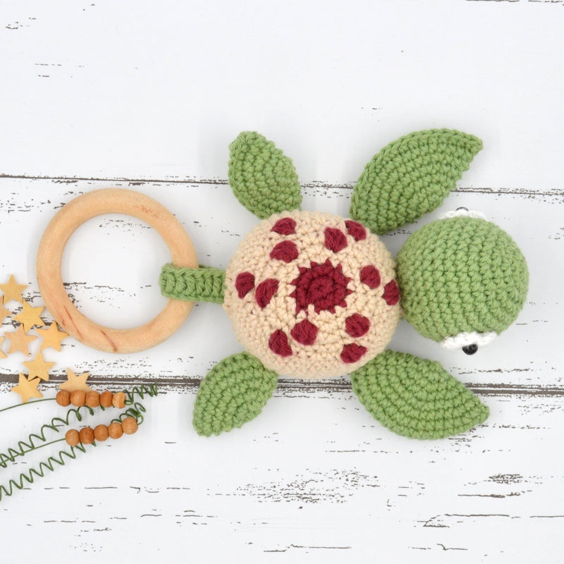 Crochwt Turtle Rattle Crochet Turtle Rattle Soft Toys (3-12 Months) | Green – Snooplay