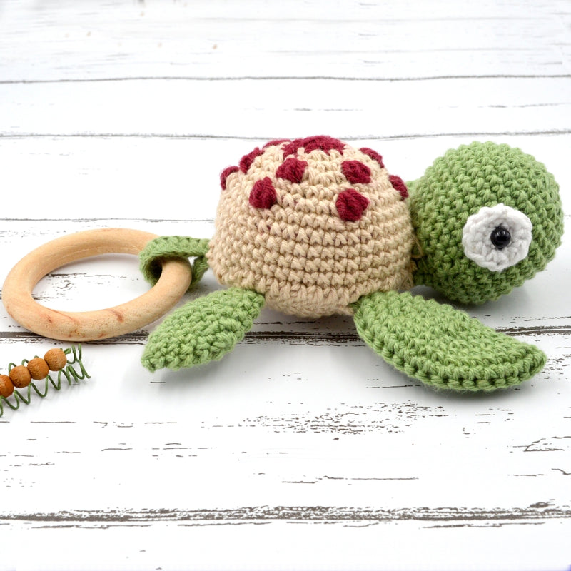 Crochet Turtle Rattle Soft Toys (3-12 Years) | Green