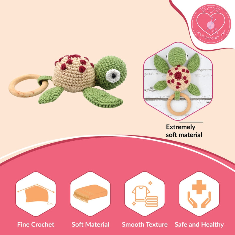 Crochwt Turtle Rattle Crochet Turtle Rattle Soft Toys (3-12 Months) | Green – Snooplay