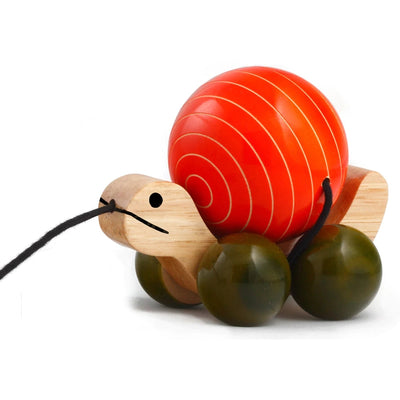 Tuttu Turtle - Orange Wooden Pull Toy