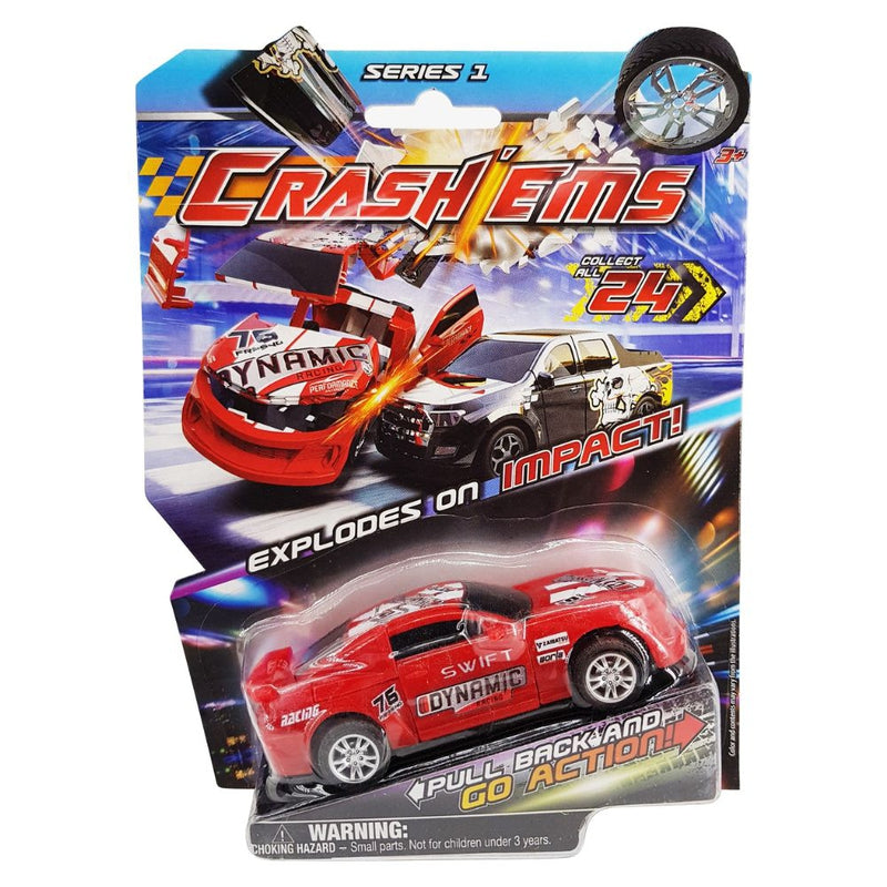 Crash'ems  Dynamic Pull Back Vehicle,  1 Car and 2 Modes of Play