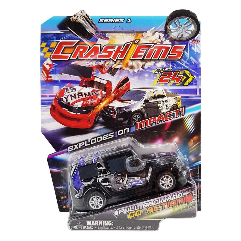 Crash'ems Rhinos Pull Back Vehicle,  1 Car and 2 Modes of Play