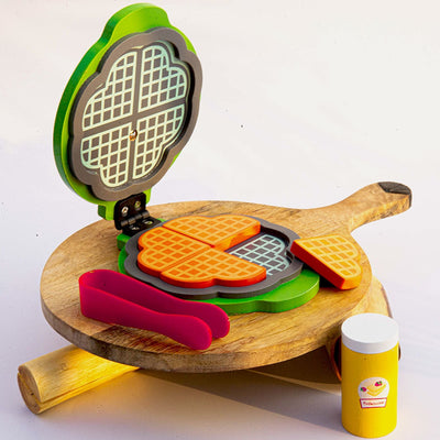 Wooden Waffle Maker Toddler & Kids Pretend Play Cooking Toy Set