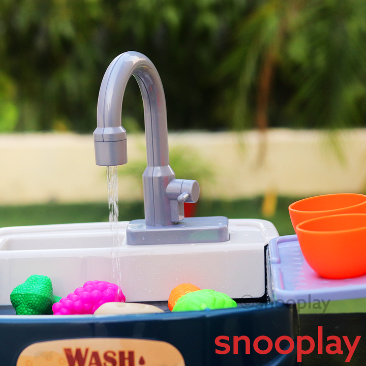 Electronic Kitchen Toy Sink Playset (Realistic Water Supply & Accessories) - Design 2