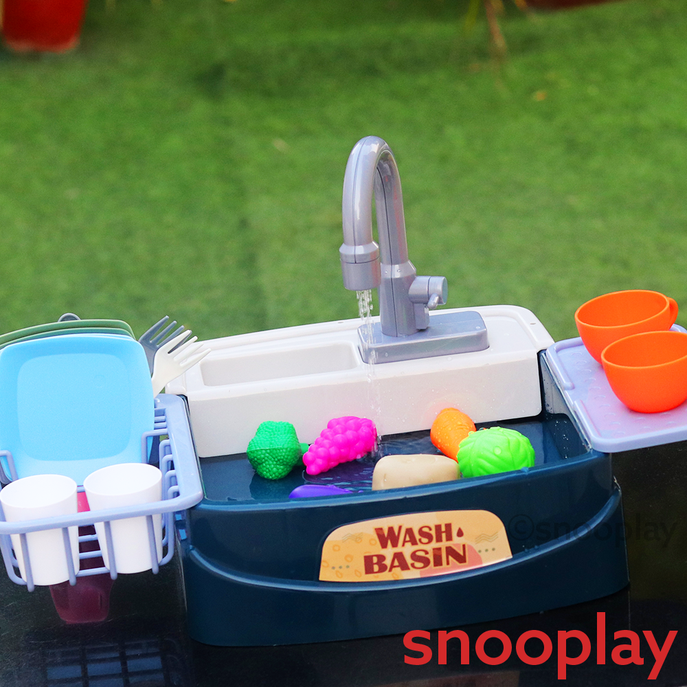 Electronic Kitchen Toy Sink Playset (Realistic Water Supply & Accessories) - Design 2