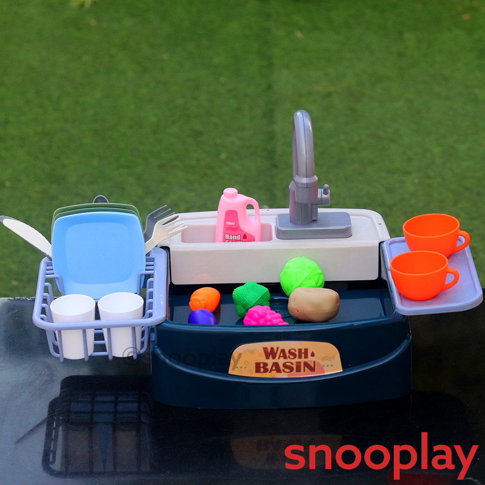 Electronic Kitchen Toy Sink Playset (Realistic Water Supply & Accessories) - Design 2