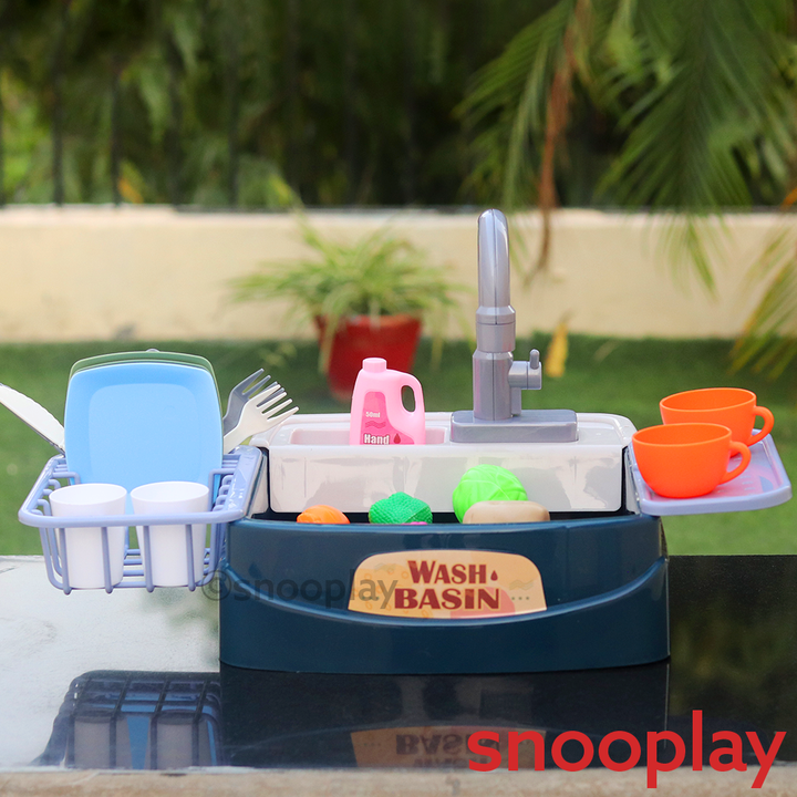 Electronic Kitchen Toy Sink Playset (Realistic Water Supply & Accessories) - Design 2