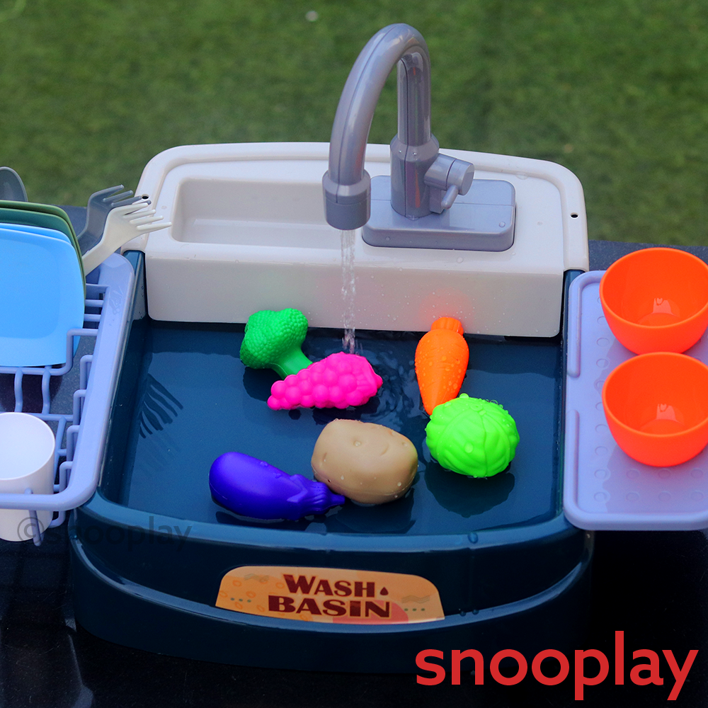 Electronic Kitchen Toy Sink Playset (Realistic Water Supply & Accessories) - Design 2