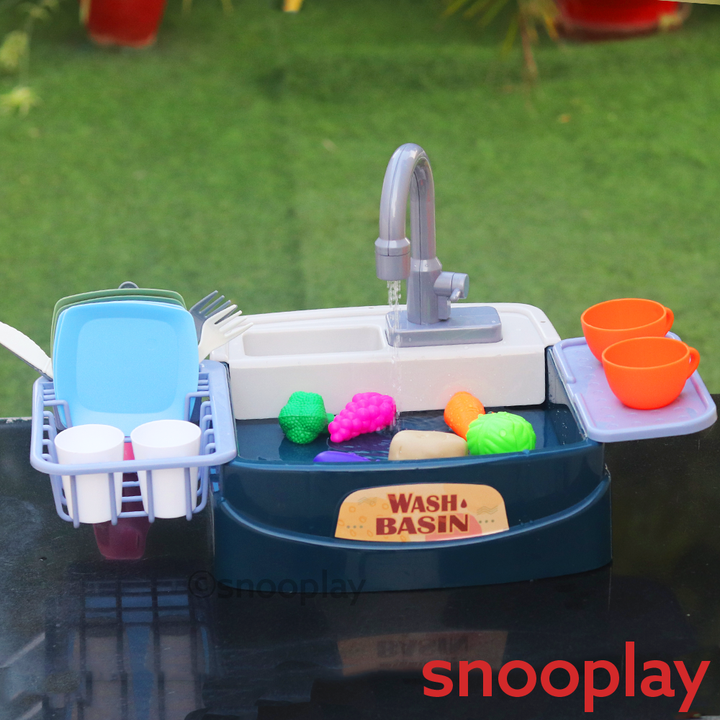 Electronic Kitchen Toy Sink Playset (Realistic Water Supply & Accessories) - Design 2