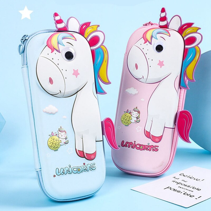 Unicorn Pencil Case Compass with Compartments - Assorted Colours
