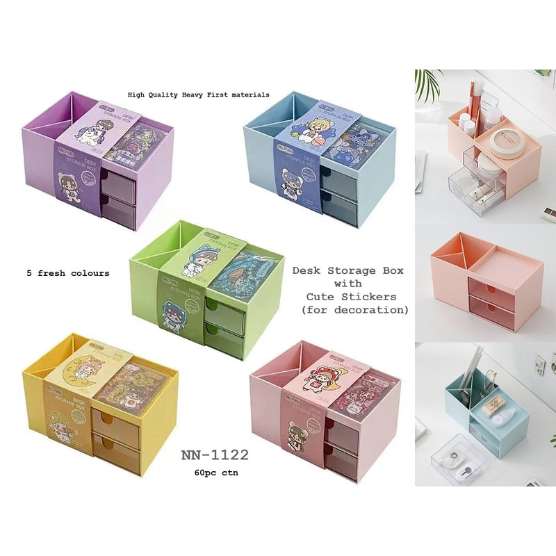 Desk organizer With Decorative Stickers - Assorted Colours
